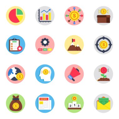 Veri Analiz Düz Simgesi Paketi