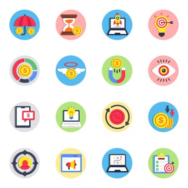 İstatistik Düz Simgesi Paketi