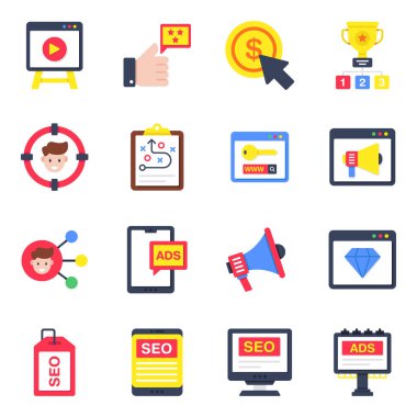 Web düz simgeleri dizisi