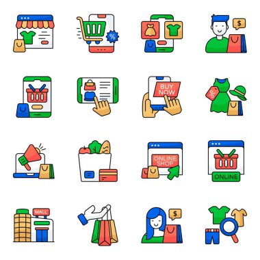 Ticari Düz Simge Paketi