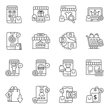 Mobil Alışveriş Düz Simgesi Paketi