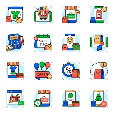 Ticari Düz Simge Paketi