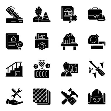 İnşaat, Ereksiyon ve Kurulum Düz Simgeleri