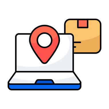 Çevrimiçi paketin bir simge tasarımı