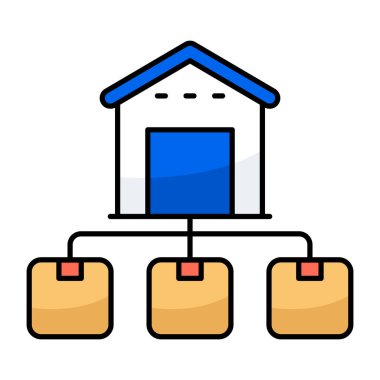 Flat design icon of warehouse