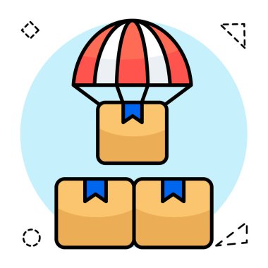 An icon design of parachute delivery