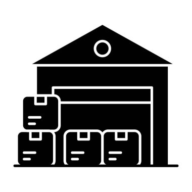 Flat design icon of warehouse