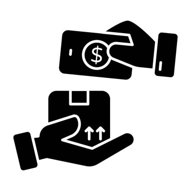 Conceptual flat design icon of cash on delivery