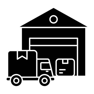 Flat design icon of warehouse