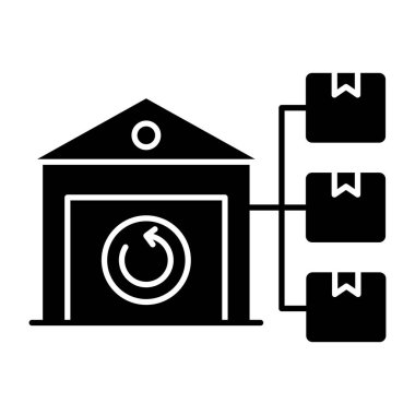 Flat design icon of warehouse