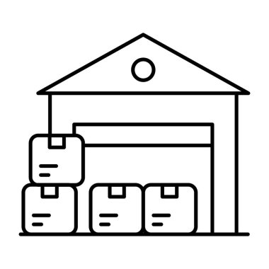 Flat design icon of warehouse