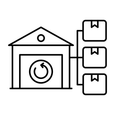 Flat design icon of warehouse