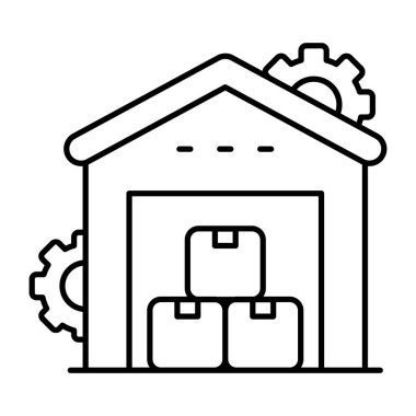 Flat design icon of warehouse