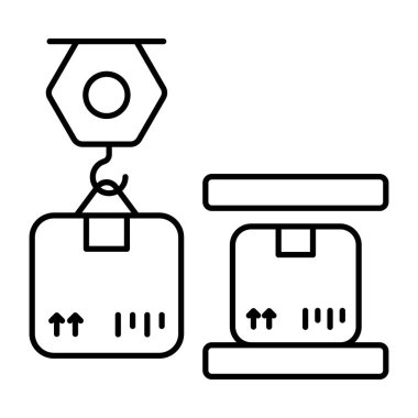 Conceptual flat design icon of parcel weighing