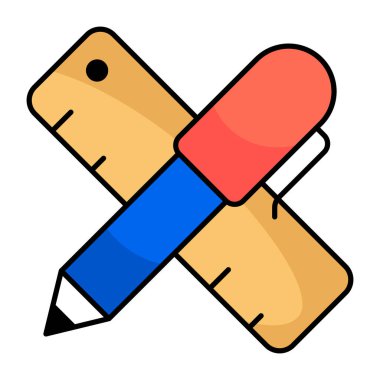 Çizim aracının düz tasarım simgesi