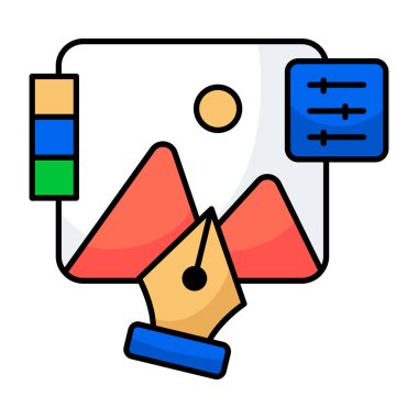 Fotoğraf tasarımının kavramsal düz tasarım simgesi