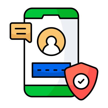 Mobil giriş güvenliğinin kavramsal düz tasarım simgesi