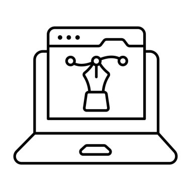 Pen with nodes on web page, bezier tool icon