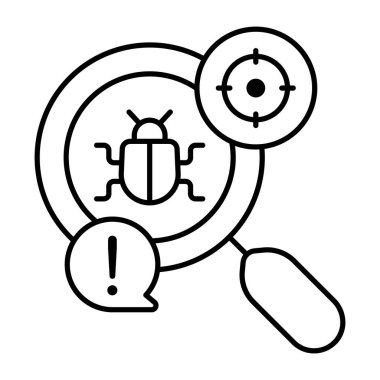 Büyüteç altında virüs, hata ayıklama simgesi