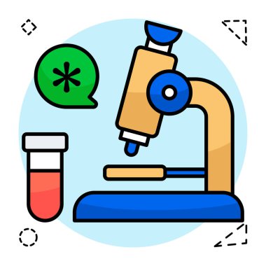 Bir laboratuvar araştırma aracı simgesi, mikroskobun düz tasarımı