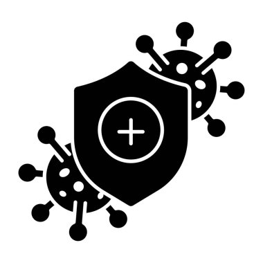 Covid güvenliğin düz tasarım simgesi