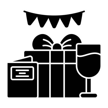 Parti kutlamalarının düz tasarım simgesi.