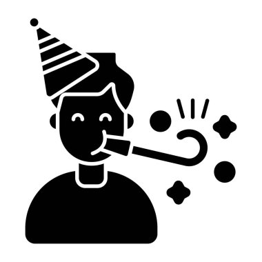 Parti üfleyicisinin modaya uygun tasarım simgesi