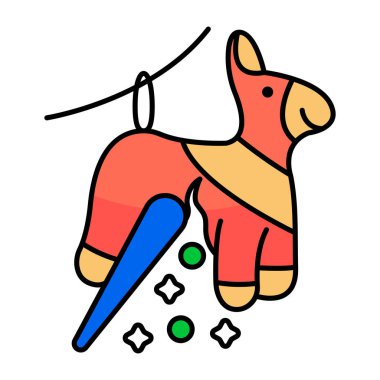 Beyaz arkaplanda izole edilmiş bir pinata simgesi tasarımı