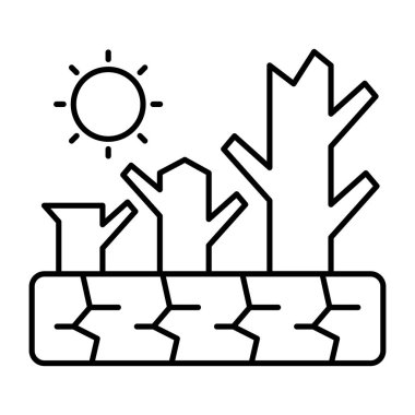 Beyaz arkaplanda izole edilmiş bir kuraklık simgesi