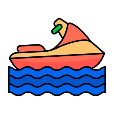 Jet ski vektörünün düz tasarım simgesi