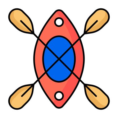 Tekne ve kano vektörünün düz tasarım simgesi