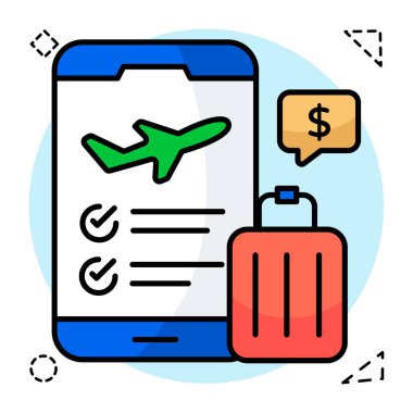 Mobil uçuş rezervasyonunun güzel bir tasarım simgesi