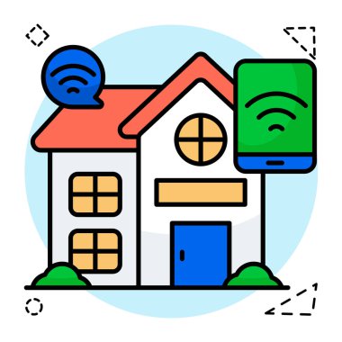 Akıllı evin modaya uygun vektör tasarımı