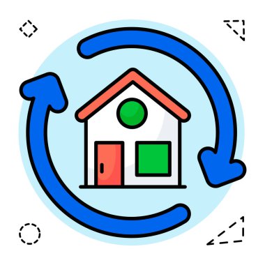 Ev değişiminin düz tasarım simgesi