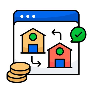 Ev değişiminin düz tasarım simgesi