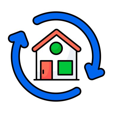 Ev değişiminin düz tasarım simgesi