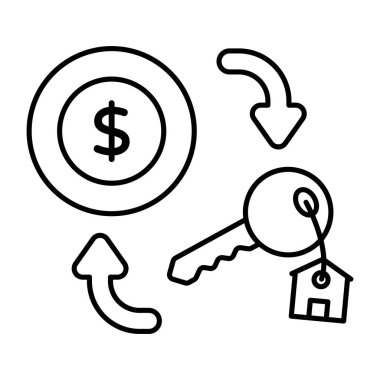 Ev anahtarının kavramsal düz tasarım simgesi