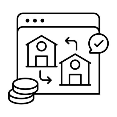 Ev değişiminin düz tasarım simgesi