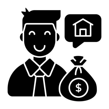 Düz dizayn simgesi emlak satıcısı