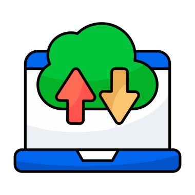 Editable design icon of cloud data transfer