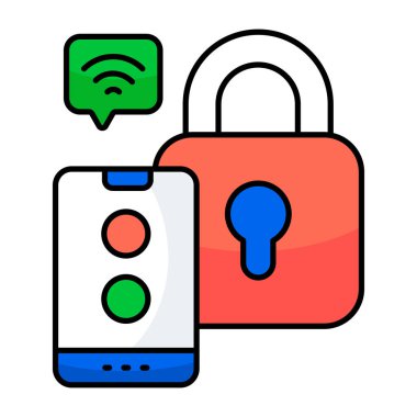 Mobil güvenliğin kavramsal düz tasarım simgesi