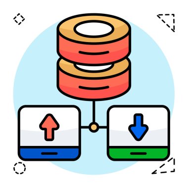 Veritabanı aktarımının düz simge tasarımı