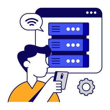 Teçhizatlı Db raf, sunucu ayarı simgesi
