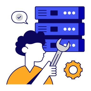 Teçhizatlı Db raf, sunucu ayarı simgesi