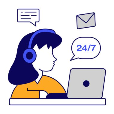 7 / 24 yardım hattının renkli tasarım simgesi