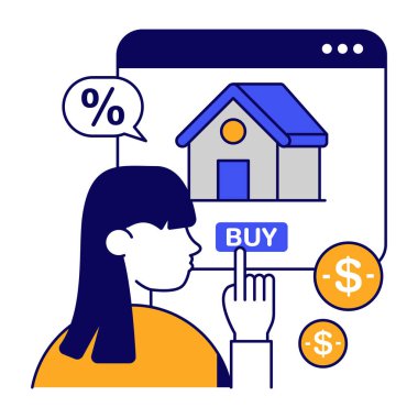 Gayrimenkul sitesinin kavramsal düz tasarım simgesi