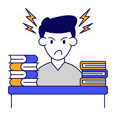 Stresli öğrencinin modern tasarım simgesi