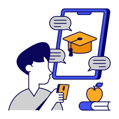 Akıllı telefon içerisindeki havalimanı, mobil eğitim simgesi