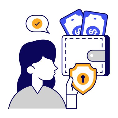 Cüzdanın fatura bağı simgesi, vektör tasarımı