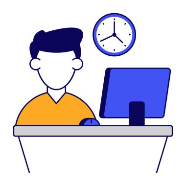 Hızlı indirme için düz dizayn edilmiş uzak çalışma simgesi